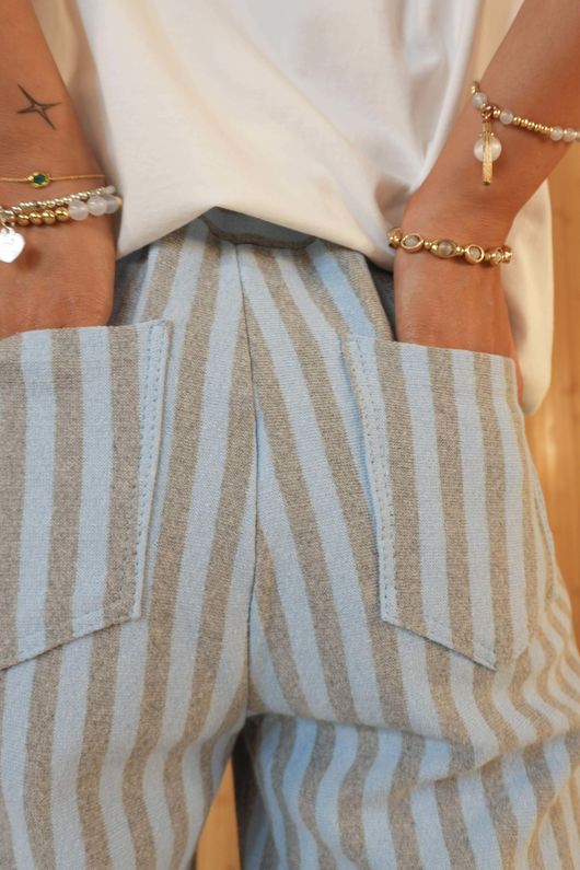 Shoreditch Stripe Lounge Flare Trouser Iceberg & Grey